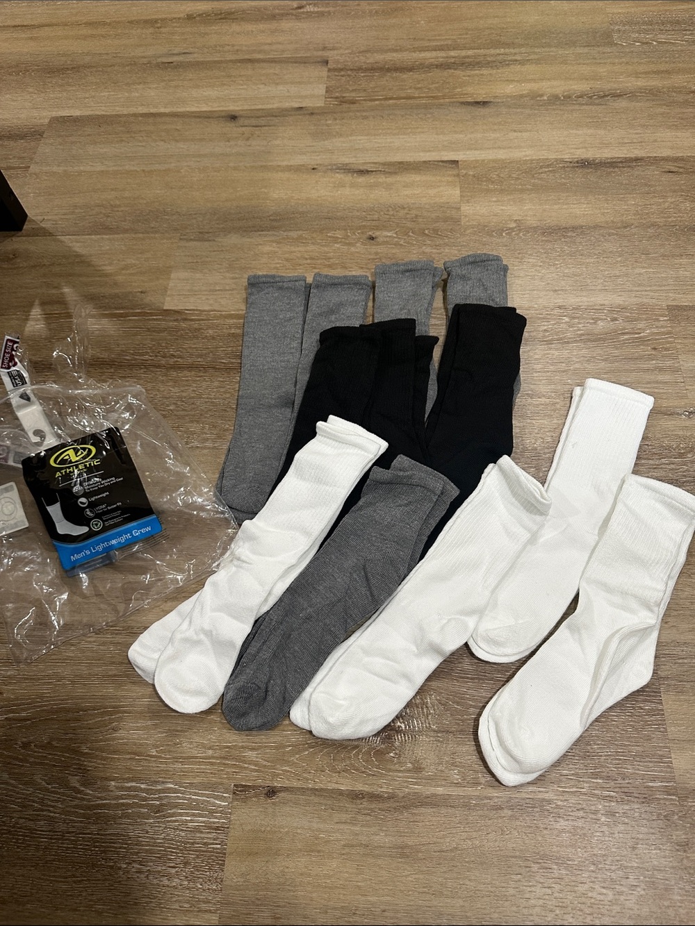 Athletic Crew Socks Pack - White, Gray, Black - Men's Comfort Socks 12 pack